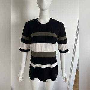 3.1 Phillip Lim Striped Peplum Top Size 6Colorblock Short Sleeve